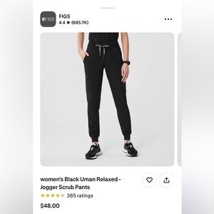 FIGS Women's Uman Relaxed Black Jogger Scrub Pants